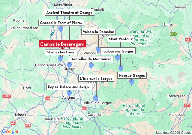 Map of places to visit