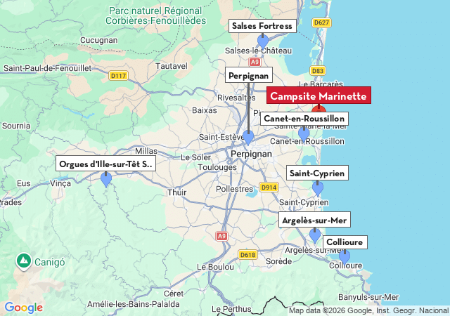 Map of places to visit