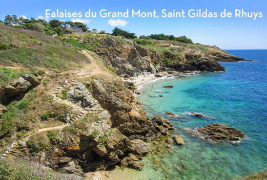 Falaises du Grand Mont, plage et eaux turquoise � Saint Gildas de Rhuys.