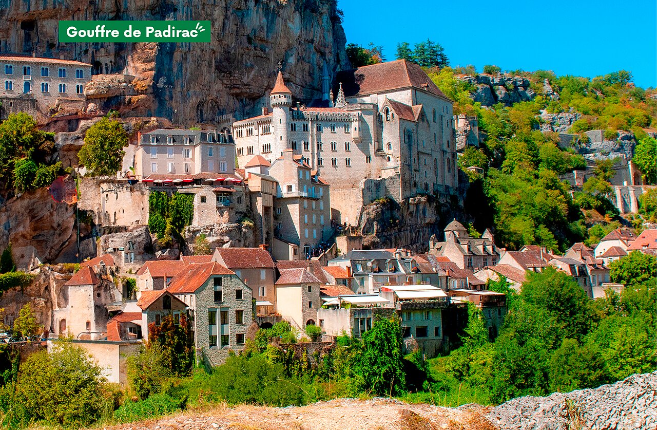 Medieval village Rocamadour, sacred city perched on its cliff in Lot.