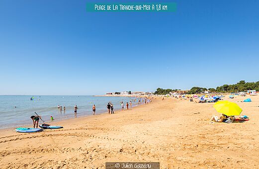 Strand von La Tranche-sur-Mer, feiner Sand und Baden, Wassersport.
