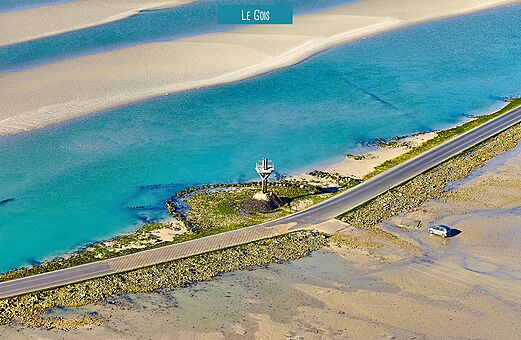 Passage du Gois, untertauchbare Stra�e zwischen Beauvoir-sur-Mer und Noirmoutier in Vend�e.