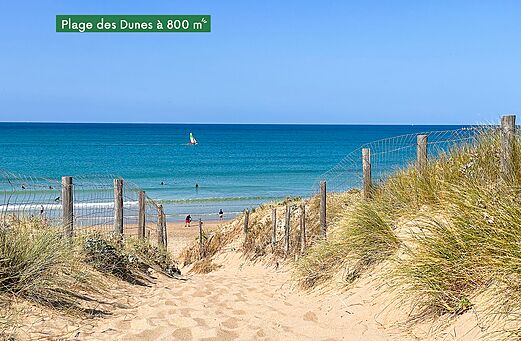 Dünenstrand, Sandweg zum Meer, Camping CLICOCHIC Brandais.