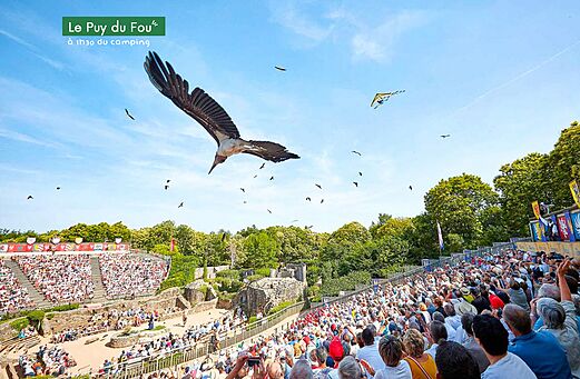 Flugshow mit Greifv�geln im Puy du Fou, historischer Park in der Vend�e.
