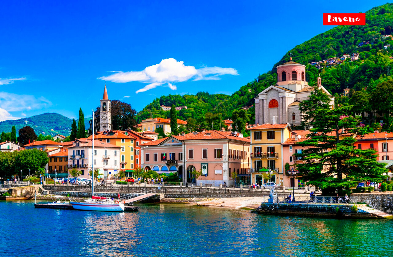 Malerisches Dorf Laveno am Ufer des Lago Maggiore, Italien.