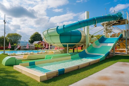 Toboggans aquatiques et piscine extérieure au camping CAPFUN Citta di Angera à Angera VA (21).