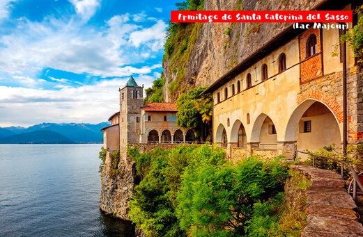 Ermitage de Santa Caterina del Sasso, monument historique au bord du Lac Majeur.