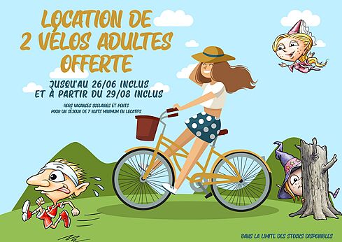 Miete von 2 Erwachsenenfahrr�dern gratis auf dem Campingplatz CLICOCHIC Commanderie in Rustiques (11).