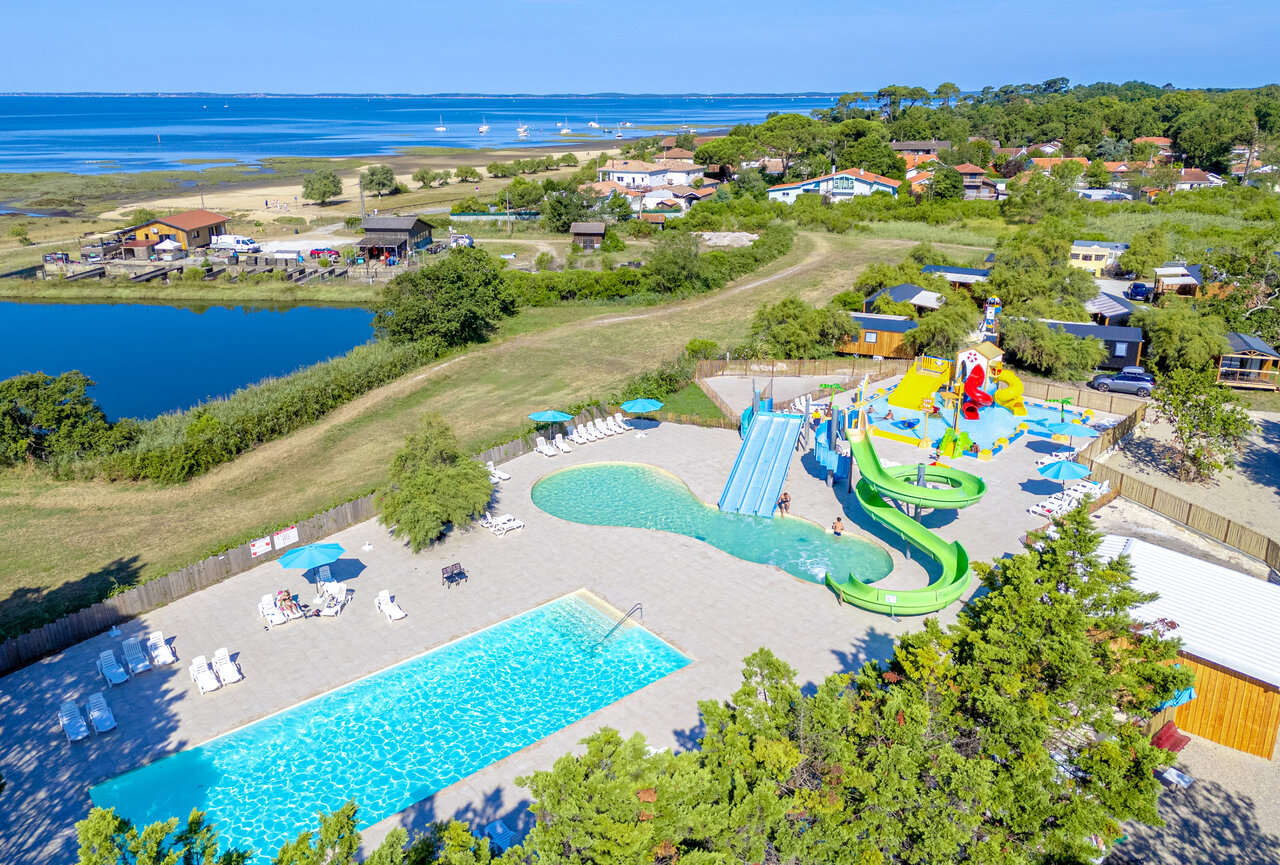Pools, slides at VAGUES OCEANES Coq Hardi campsite in Cassy-Lanton (33).