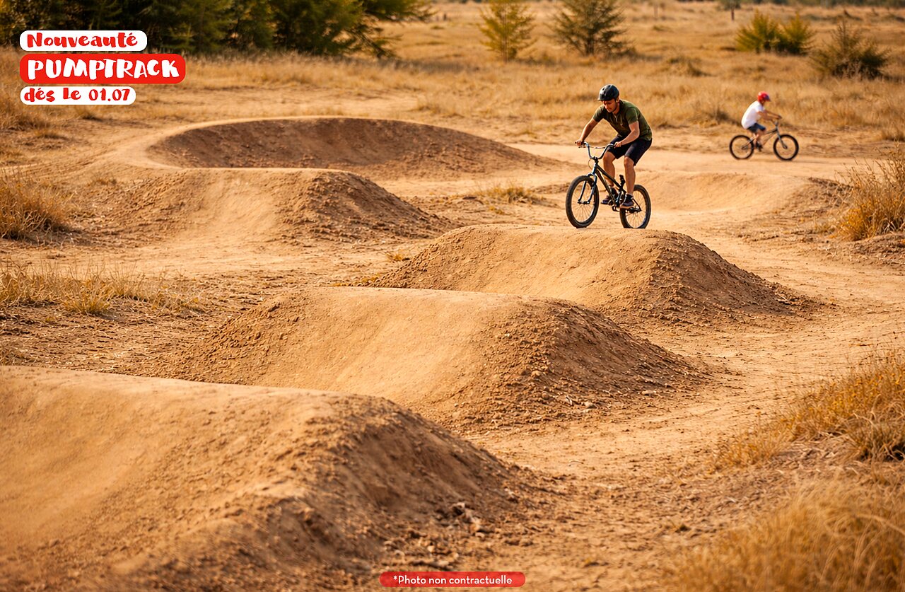 Pumptrack mit Radfahrern, neue Aktivit�t auf Camping CAPFUN C�te Vermeille in PORT LA NOUVELLE.