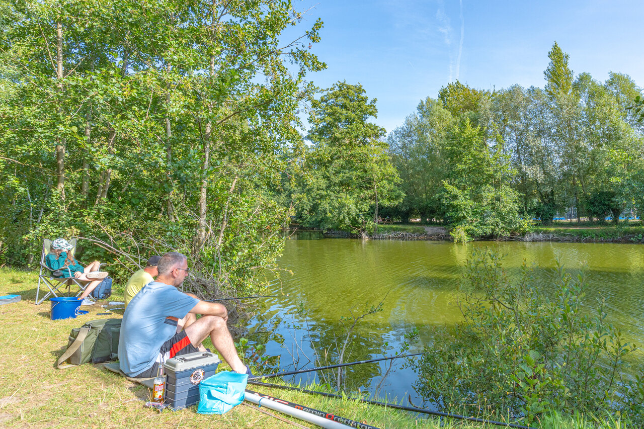 Pond fishing at CAPFUN Dune Fleurie campsite in Quend Plage.