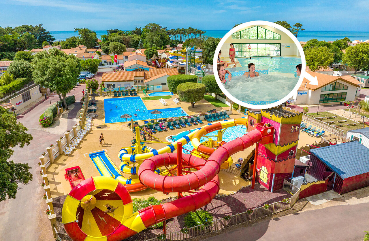 Riesenwasserrutschen, Au�en- und Innenpools auf Camping CAPFUN Ecureuils in JARD SUR MER (85).