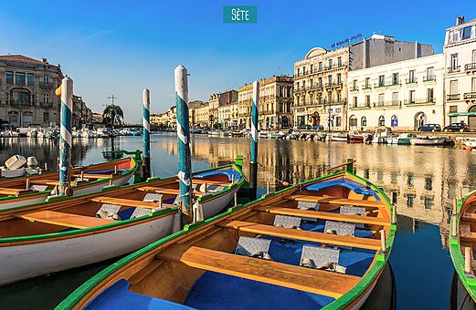Canal de Sète, barques traditionnelles et architecture méditerranéenne, une ville à découvrir en Occitanie.