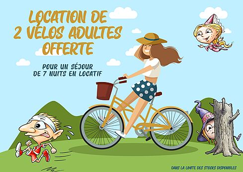 Angebot kostenloser Verleih von 2 Erwachsenenfahrrädern auf Camping CLICOCHIC Etoile de Mer in Asserac (44).