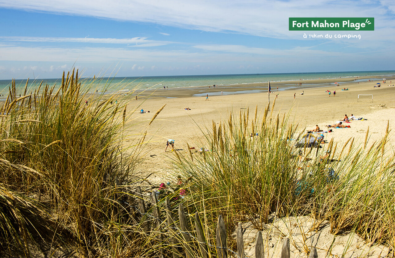 Sandy beach at Fort Mahon Plage, tourist destination in Picardy.