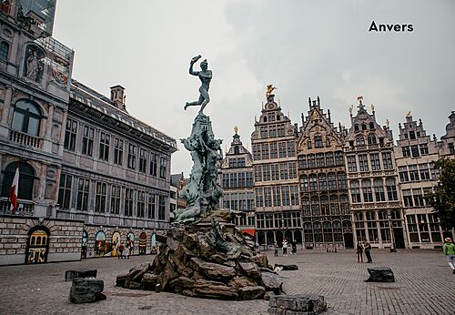 Grote Markt of Antwerp with Brabo fountain, a place to visit near the campsite.