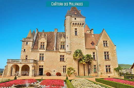 Schloss Millandes, historisches Denkmal in der Nähe von Grolejac in der Dordogne zu besuchen.