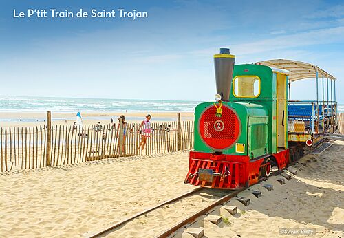 Die kleine Bahn von Saint Trojan am Strand, �le d'Ol�ron.