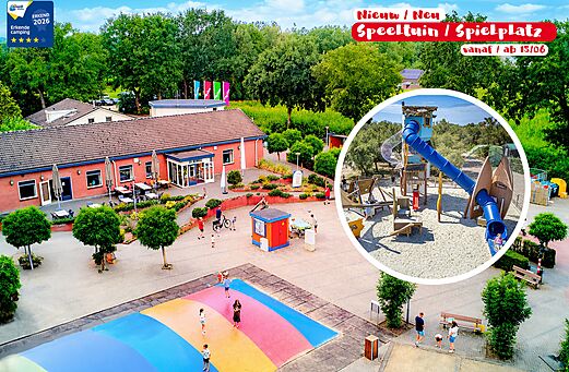 Spielplatz, Riesentrampolin und neue Rutsche auf dem Campingplatz CAPFUN Heino in Heino.