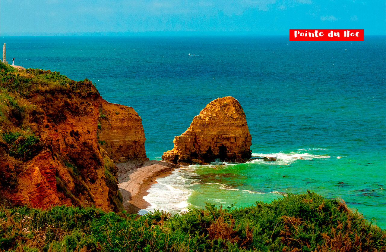 Pointe du Hoc, historische St�tte und beeindruckende Klippen in der N�he des Campingplatzes.