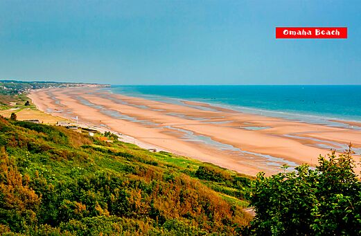 Langer Sandstrand von Omaha Beach in der Normandie, historische Landungsst�tte.