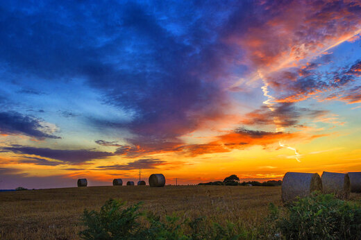 Feld, Sonnenuntergang auf dem Campingplatz CAPFUN Kervel in PLONEVEZ PORZAY (29).