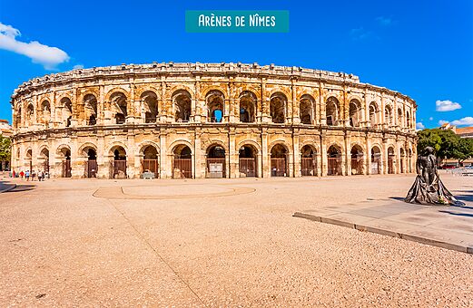 Arenen von N�mes, historisches r�misches Amphitheater in Okzitanien zu besuchen.
