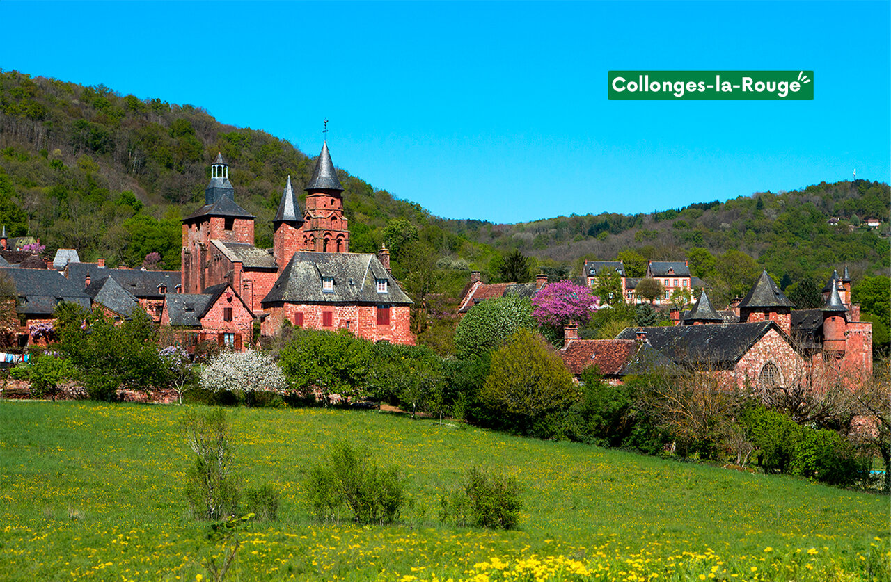 Pueblo medieval de Collonges-la-Rouge, un sitio tur�stico para visitar cerca del camping.