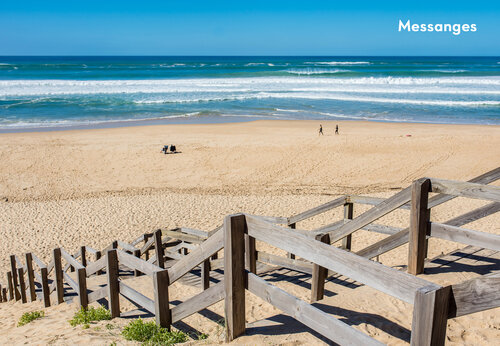 Feiner Sandstrand und Ozean in Messanges, Landes, nahe dem Campingplatz.