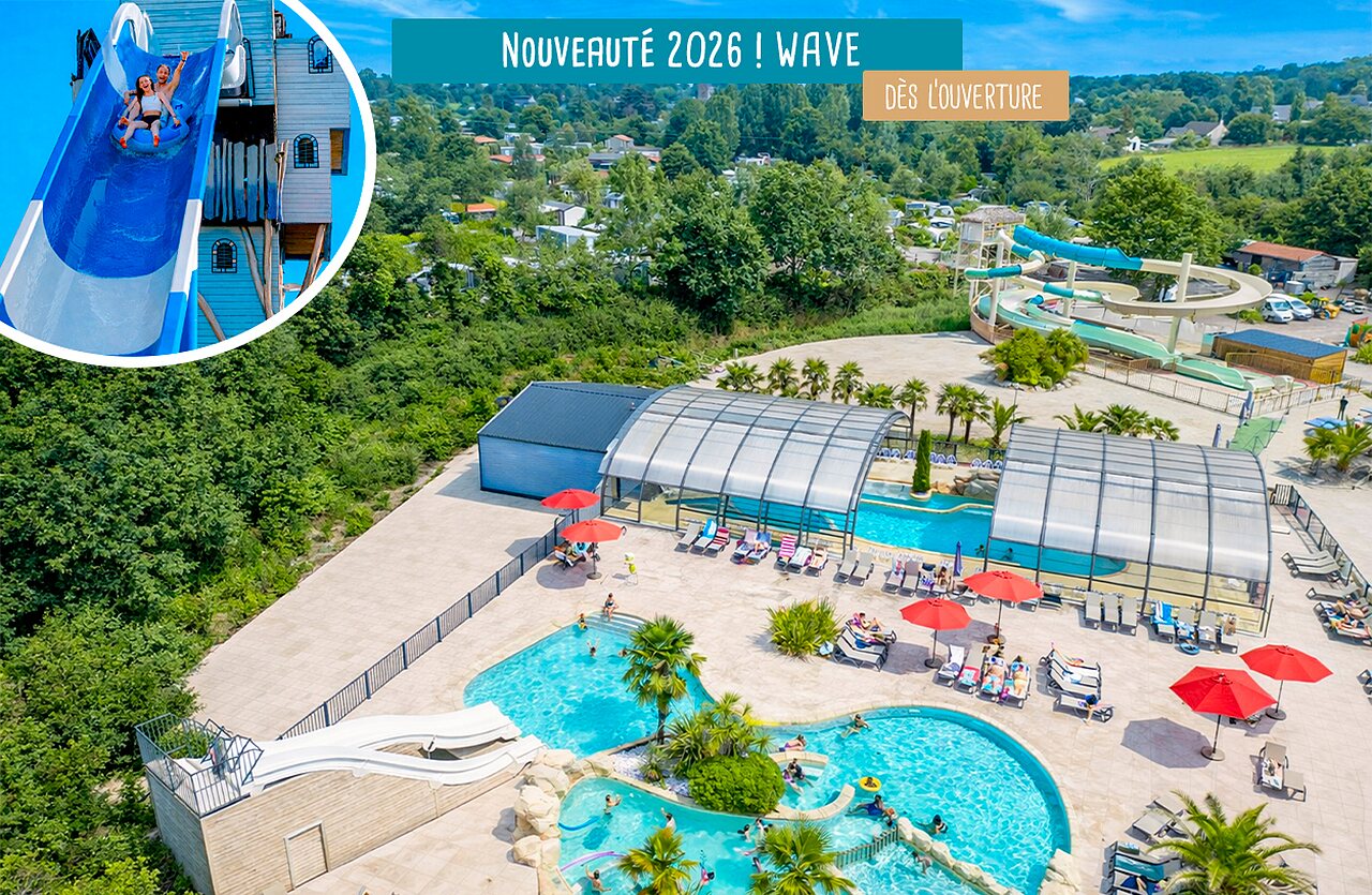 Aquapark, Schwimmb�der auf Camping VAGUES OCEANES Les Iles in Hudimesnil (50).