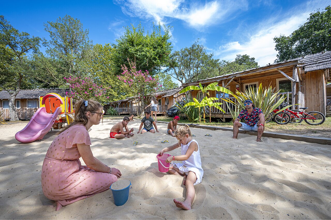 Sand playground at CAPFUN Lou Puntaou campsite in LEON (40).