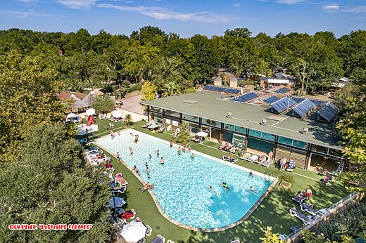 Außenpool, Luftaufnahme des Wasserparks auf Campingplatz CAPFUN Lou Puntaou in LEON (40).