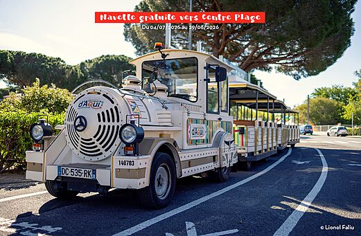 Kostenloser Shuttle-Touristenzug auf Campingplatz CAPFUN Mael, ARGELES SUR MER (66).