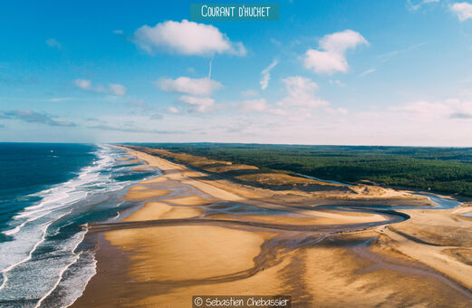 Der Courant d'Huchet, Küstenfluss und wilder Strand bei Mimizan, Landes.
