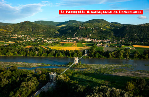 Himalayabrücke von Rochemaure, Hängebrücke über die Rhône in der Ardèche.