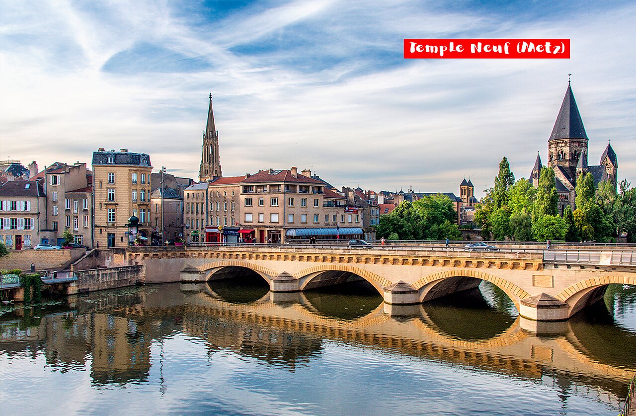 Temple Neuf in Metz und Br�cke �ber die Mosel, Sehensw�rdigkeit.