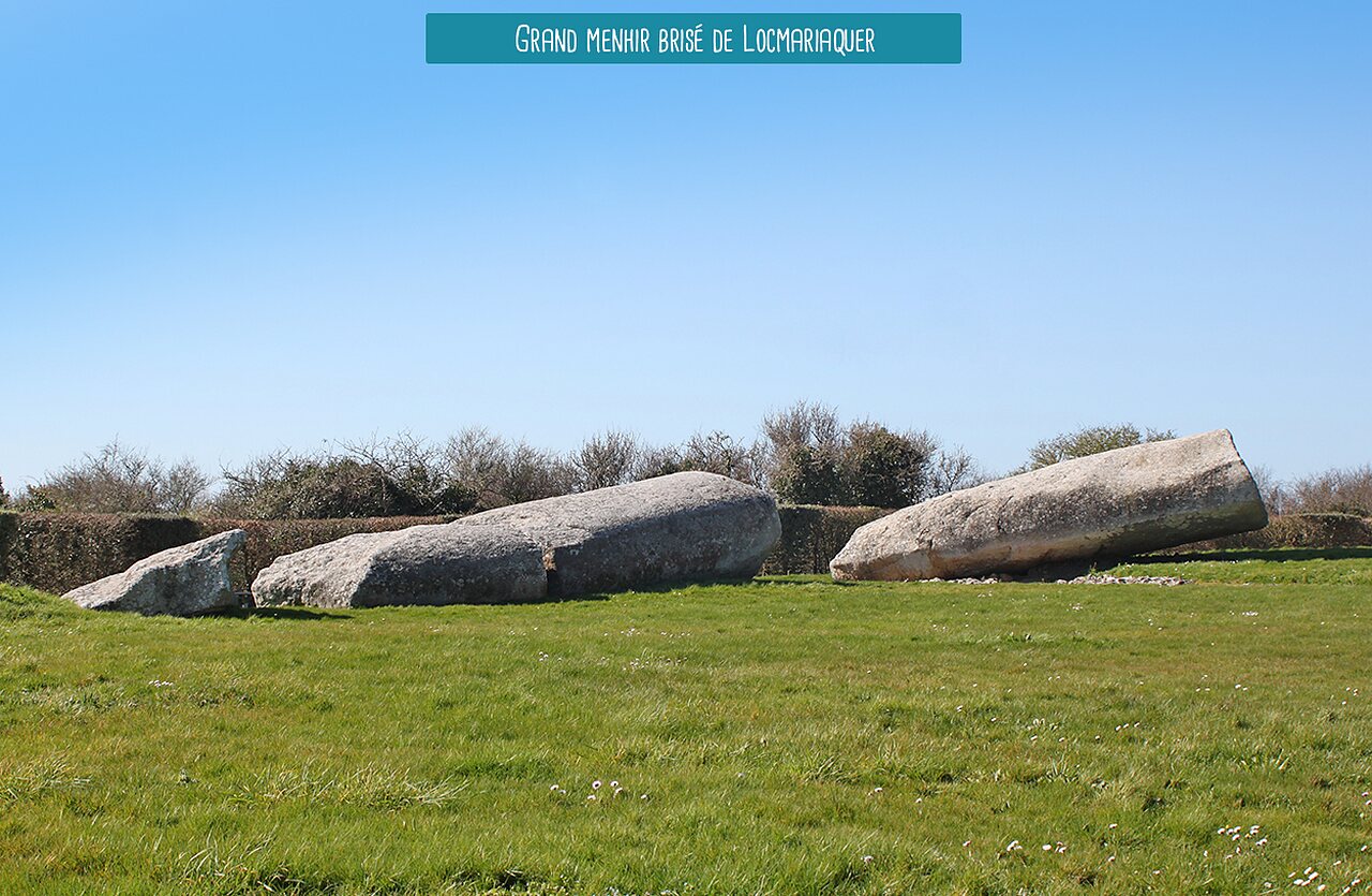 Grote Gebroken Menhir van Locmariaquer, historische megalithische site te bezoeken in Bretagne.