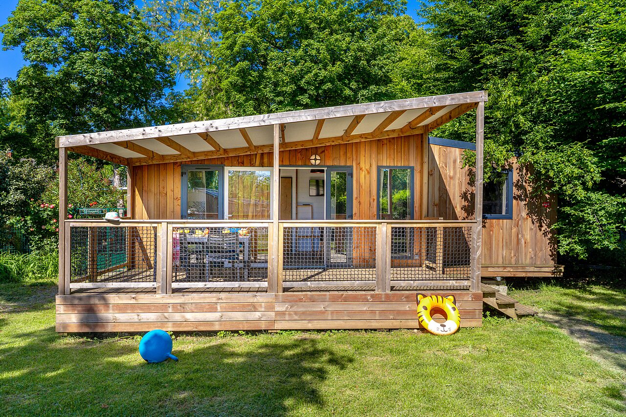 Holz-Mobil-home, Terrasse, Garten auf CAPFUN Parc de Paris, Villevaud� (77).