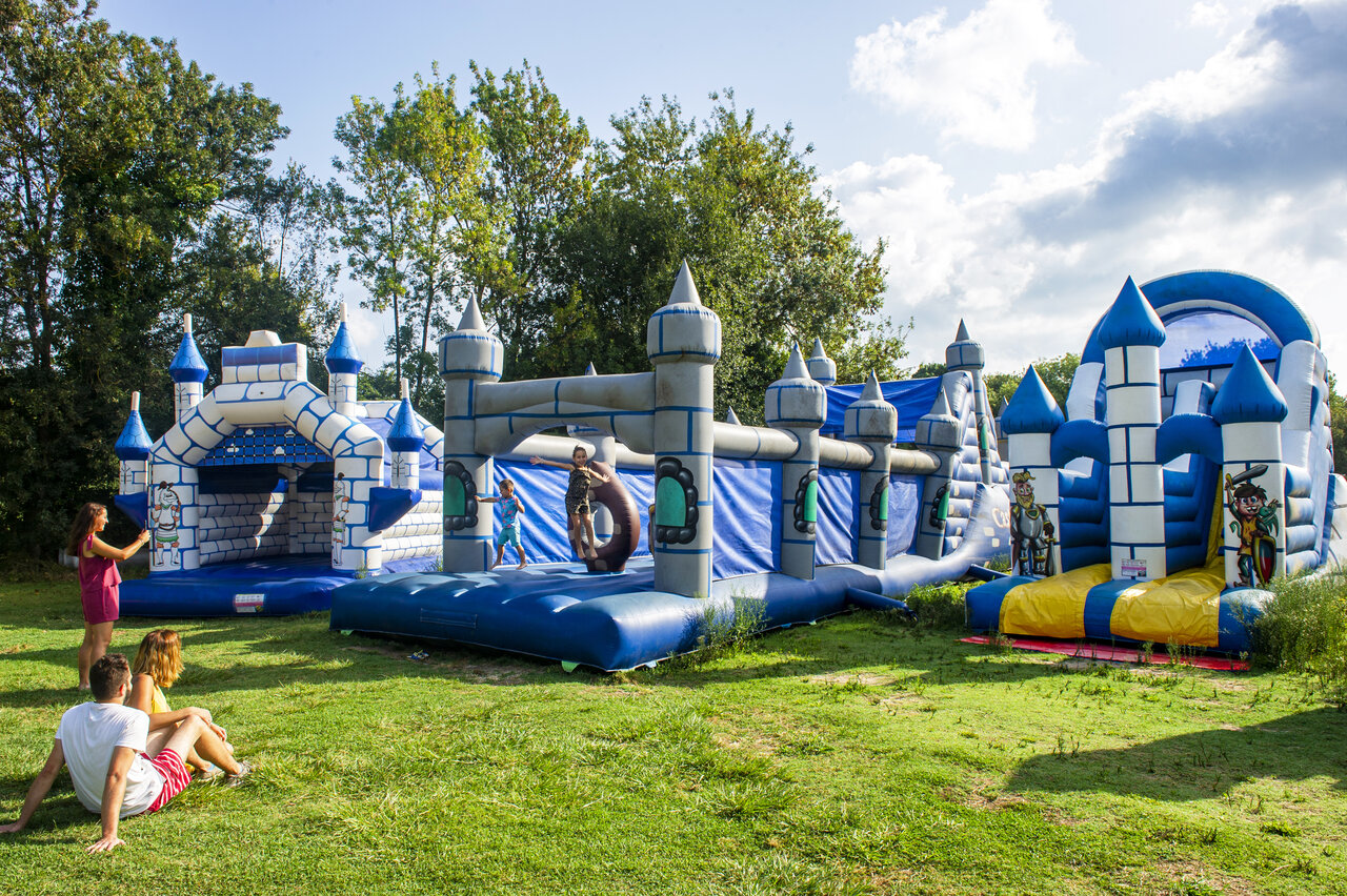 Inflatable play park at CAPFUN Paris Roussillon campsite, ARGELES SUR MER (66).