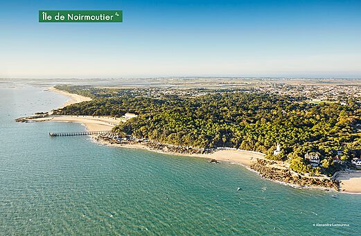 Luftaufnahme der Île de Noirmoutier, Strände und Wälder, Vendée.