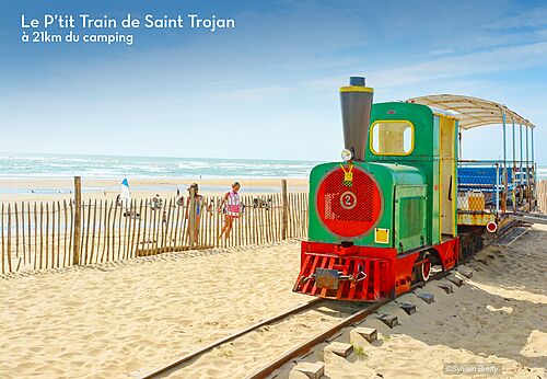 Le P'tit Train de Saint Trojan, attraction touristique sur la plage de Saint-Trojan-les-Bains.