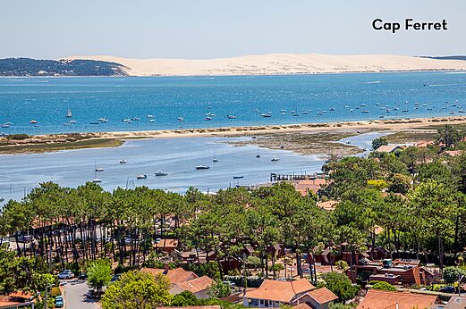 Panoramablick auf Cap Ferret und die Dune du Pilat, nahe Lanton.