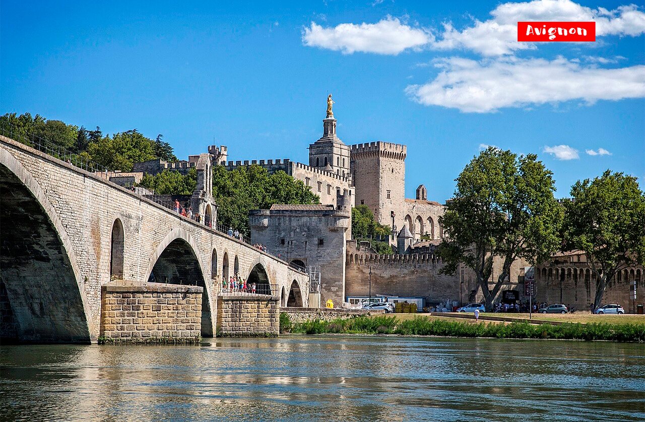 Pont Saint-B�n�zet und Papstpalast in Avignon, Provence-Alpes-C�te d'Azur.