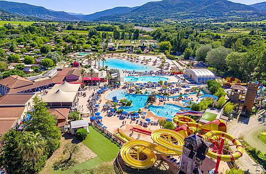 Riesiger Wasserpark, Pools und Rutschen auf dem Campingplatz CAPFUN Sagittaire in VINSOBRES (26)