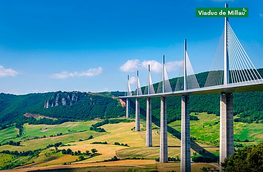 Viaduc de Millau, impressionnant pont � haubans, � visiter pr�s de Millau, Aveyron.