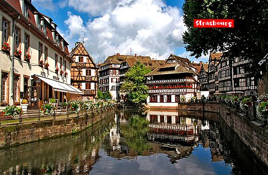 Historisches Viertel Petite France in Straßburg, Stadt im Elsass.