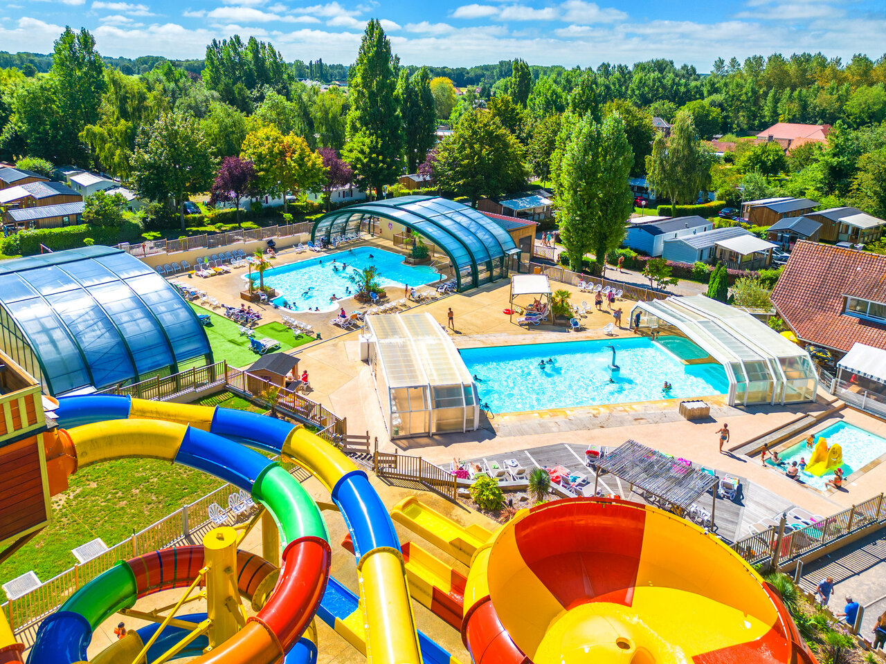 Water slides and pools at CAPFUN Val d'Authie campsite in Villers sur Authie.