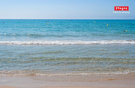 Feiner Sandstrand, Mittelmeer am Campingplatz CAPFUN Vignes d'Or in Serignan.