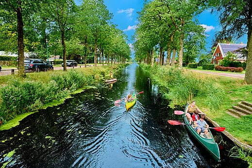 Kajakfahren und SUP auf Kanal, Natur, auf CAPFUN De Waldsang in Bakkeveen.